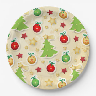 Christmas Vintage Pattern Paper Plate