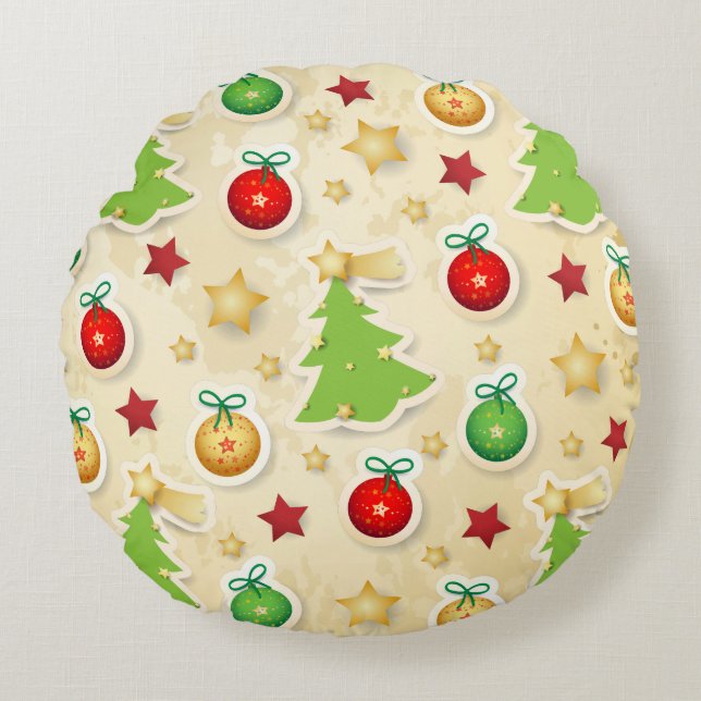 Christmas Vintage Pattern Round Cushion (Front)