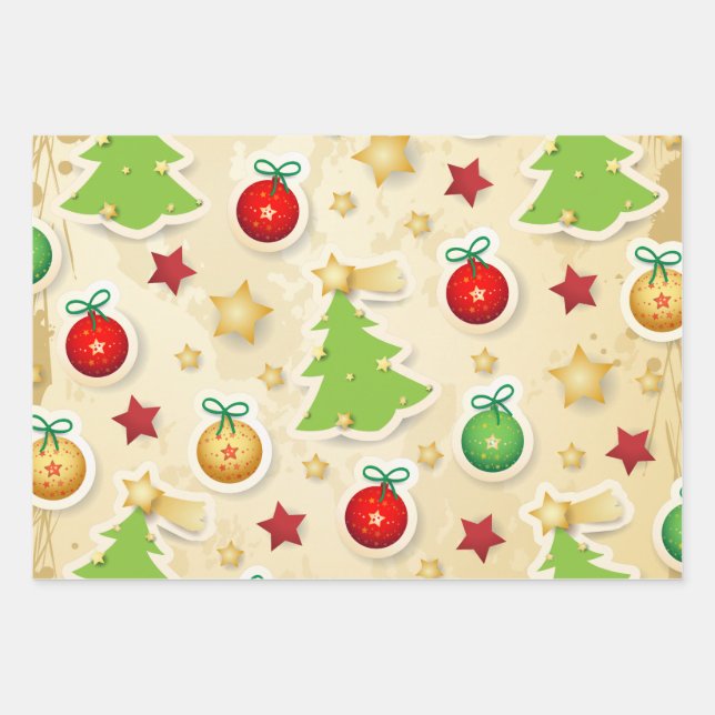 Christmas Vintage Pattern Wrapping Paper Sheet (Front)