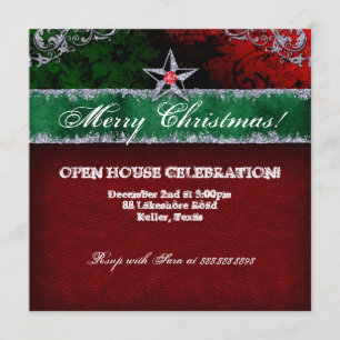 Christmas Vintage Photo Card Star Red Green