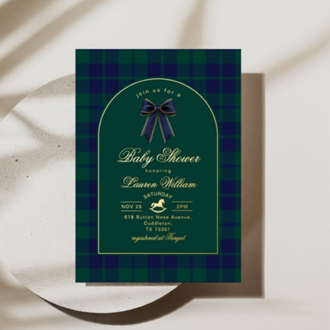 Christmas Vintage plaid rocking horse Baby Shower (Creator Uploaded)