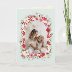 christmas vintage poinsettia arch photo folded holiday card