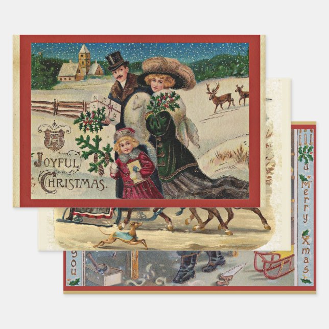 Christmas Vintage Popular Wrapping Paper Sheet (Set)