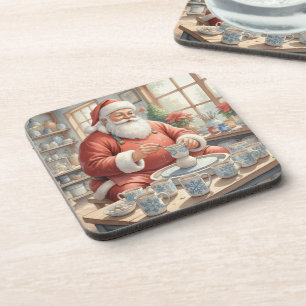 Christmas Vintage Pottery Santa Photo Coaster