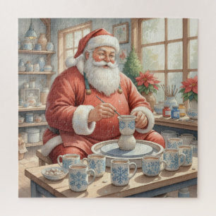 Christmas Vintage Pottery Workshop Santa Photo Jigsaw Puzzle