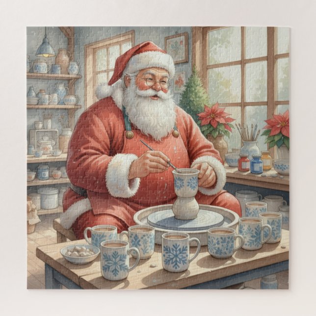 Christmas Vintage Pottery Workshop Santa Photo Jigsaw Puzzle (Vertical)