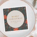 Christmas Vintage Red Botanical Greenery Custom Napkin<br><div class="desc">Christmas Vintage Red Botanical Greenery Custom Holiday Napkins</div>
