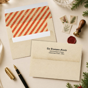 Christmas Vintage Red Striped Custom Envelope
