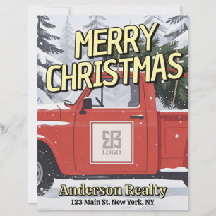 Christmas Vintage Red Truck Business Square Logo Custom Letterhead