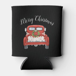 Christmas Vintage Red Truck Can Cooler