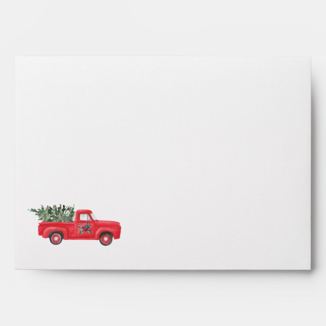 Christmas Vintage Red Truck Envelope (Front)