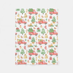 Christmas Vintage Red Truck Pattern Fleece Blanket