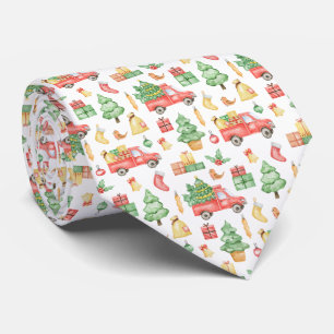Christmas Vintage Red Truck Pattern Tie