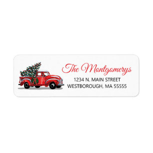 Christmas Vintage Red Truck Return Address