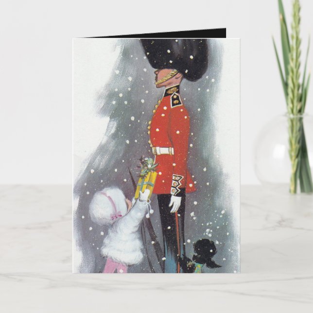 Christmas Vintage retro customisable girl card (Front)