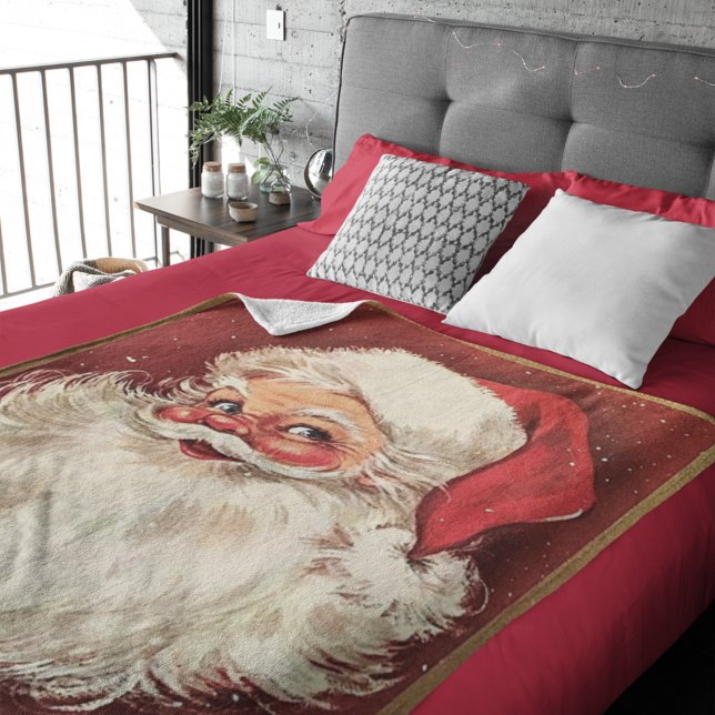 Christmas Vintage Santa Claus Fleece Blanket (Creator Uploaded)