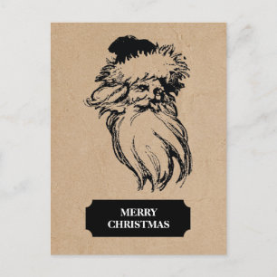 Christmas Vintage Santa Claus Kraft Brown Paper Holiday Postcard