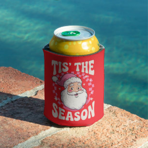 Christmas Vintage Santa Claus Merry Xmas Gift Can Cooler