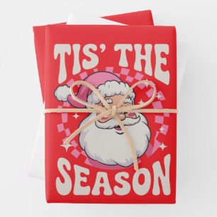 Christmas Vintage Santa Claus Merry Xmas Gift  Wrapping Paper Sheet