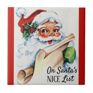 Christmas Vintage Santa Claus Nice List Tile