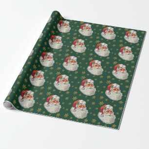 Christmas Vintage Santa Claus Watercolor  Holiday Wrapping Paper