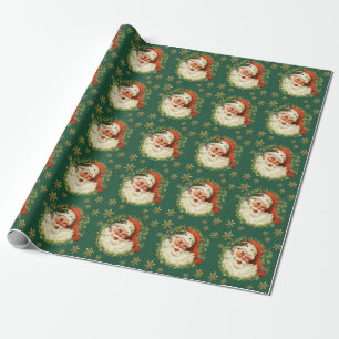 Christmas Vintage Santa Claus Watercolor  Holiday Wrapping Paper