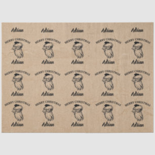 Christmas Vintage Santa Custom Name Kraft Tissue Paper