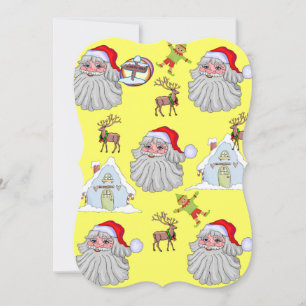 Christmas Vintage Santa Elf Flat Greeting Card