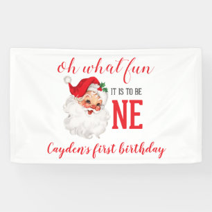 Christmas Vintage Santa First Birthday Banner