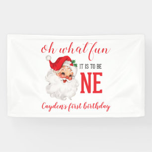 Christmas Vintage Santa First Birthday Banner