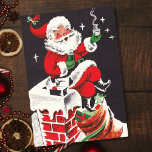 Christmas Vintage Santa Having Coffee On Roof Holiday Card<br><div class="desc">Christmas Vintage Santa Having Coffee On Roof Holiday Card.</div>