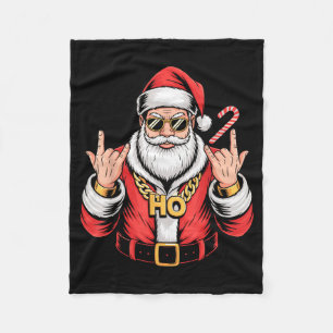 Christmas Vintage Santa Ho Ho Chain Retro Xmas Reb Fleece Blanket
