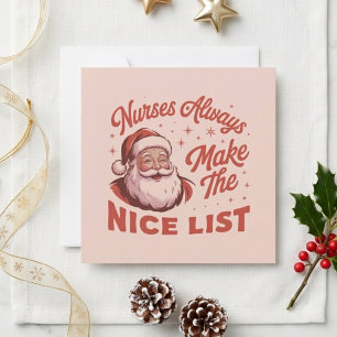 Christmas Vintage Santa Nurses Make the Nice List  Holiday Card