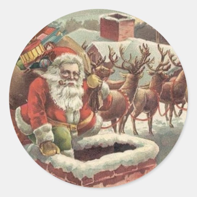 Christmas Vintage Santa Reindeer Stickers (Front)