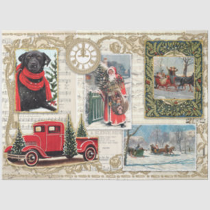 Christmas Vintage Santa Truck Labrador Decoupage Tissue Paper