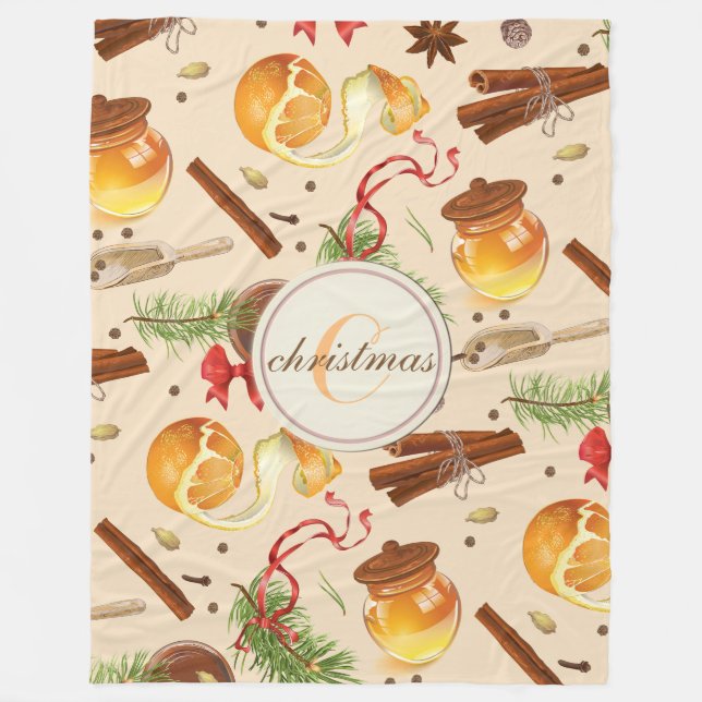 Christmas Vintage Scents Fleece Blanket (Front)