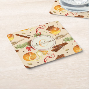 Christmas Vintage Scents Square Paper Coaster