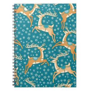 Christmas vintage seamless pattern with reindeer. notebook