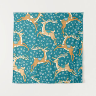 Christmas vintage seamless pattern with reindeer. tapestry