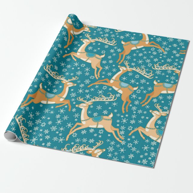 Christmas vintage seamless pattern with reindeer. wrapping paper (Unrolled)
