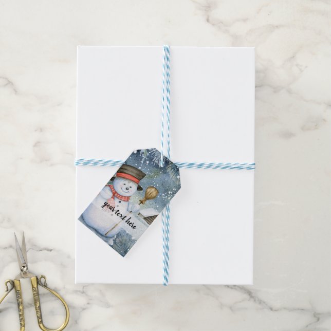 Christmas vintage snowman gift tags (With Twine)
