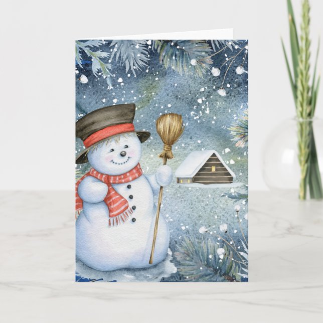 Christmas vintage snowman holiday card (Front)