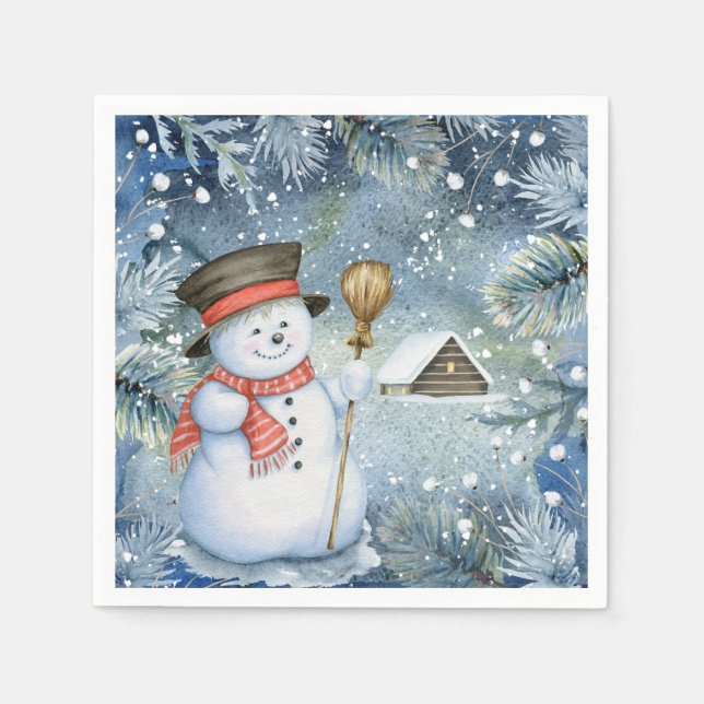 Christmas vintage snowman napkin (Front)
