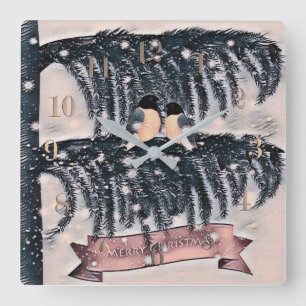 Christmas , Vintage Square Wall Clock