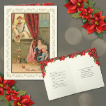Christmas Vintage St. Nicholas Prayer Religious Holiday Card<br><div class="desc">Featuring a beautiful traditional Christmas vintage image of St. Nicholas of Myra giving candy to the children. Inside is a lovely prayer to St. Nicholas with poinsettia accents above.  All text and fonts can be modified.  His feast day is celebrated December 6th.</div>