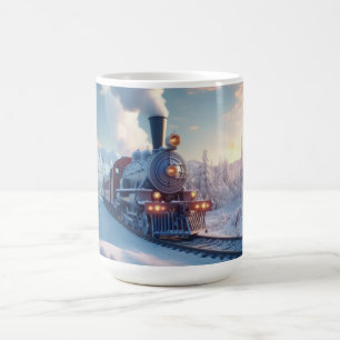Christmas Vintage Steam Train Snow frozen Woodland Coffee Mug