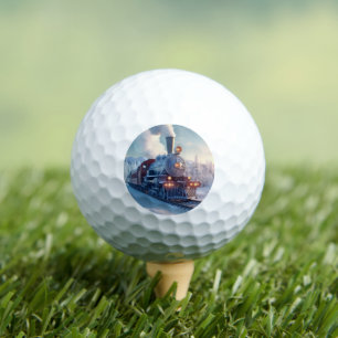 Christmas Vintage Steam Train Snow frozen Woodland Golf Balls