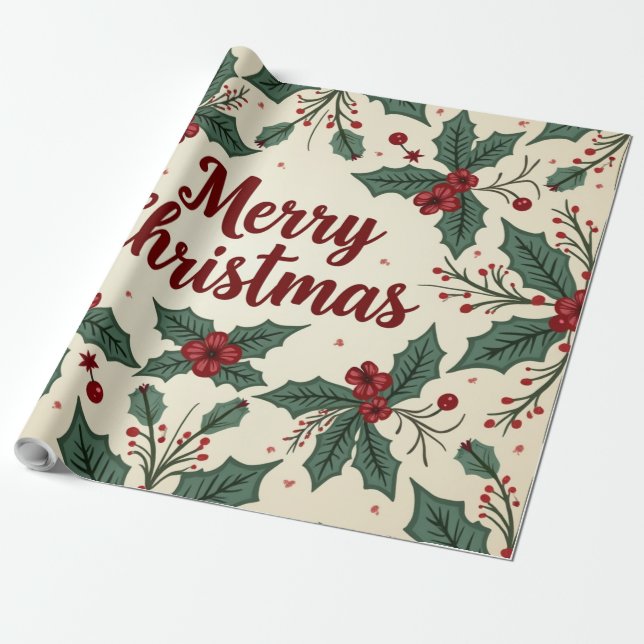 Christmas Vintage Style Wrapping Paper (Unrolled)