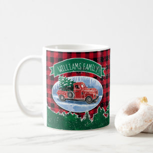 Christmas Vintage Truck Add Name Coffee Mug