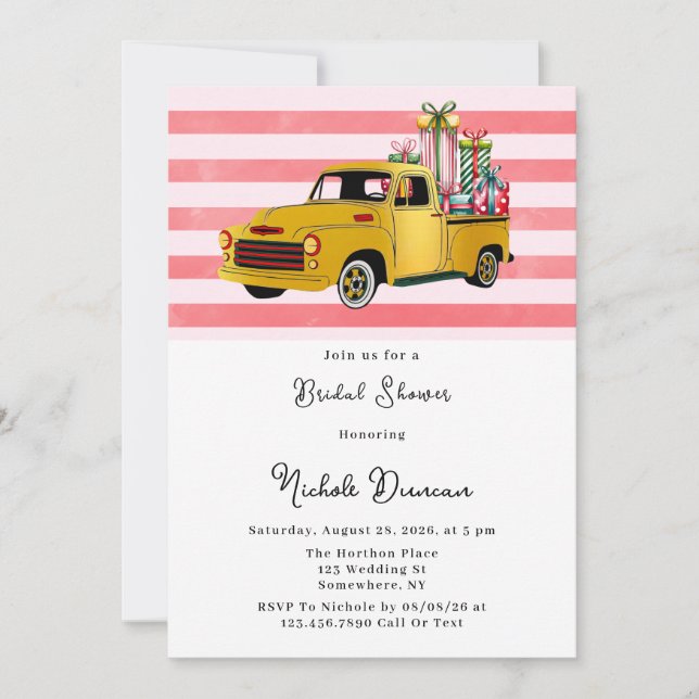 Christmas Vintage Truck Bridal Shower Invitation (Front)